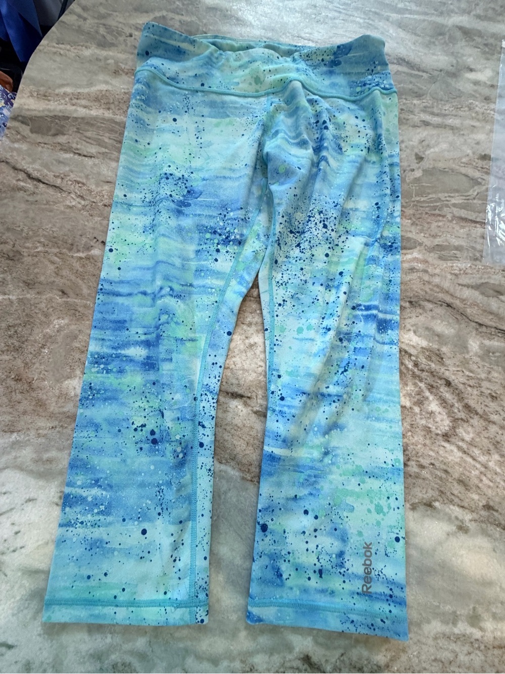 Reebok Blue Abstract Print Leggings Women’s Medium Athletic Workout Yoga Pants